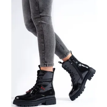 Dámské polobotky Designové černé workery dámské na plochém podpatku 37