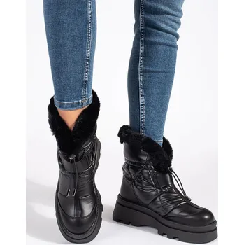 Dámské válenky Seastar Pěkné dámské černé sněhule na platformě 36