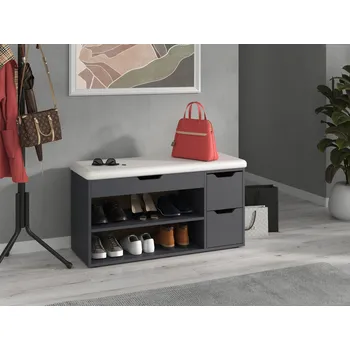 VOMAKS Botník B-07 se sedákem Barva: dub tacho, Materiál: koženka - káva