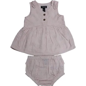 Firetrap Girls Embroidered Cotton Dress & Bloomer Set Pink 3-6 měsíců