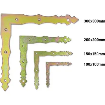 Tesařské kování Rohovník ozdobný 150x150x2,5mm žlutý Zn