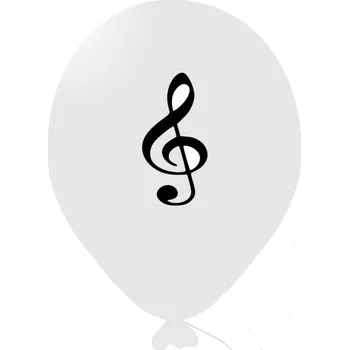 Bílý nafukovací balónek pro děti s potiskem houslový klíč