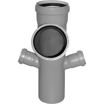 Kanalizační potrubí HTEP Plus rohová paneláková odbočka trojitá DN 110/110/50/50mm 67° pro vnitřní kanalizaci