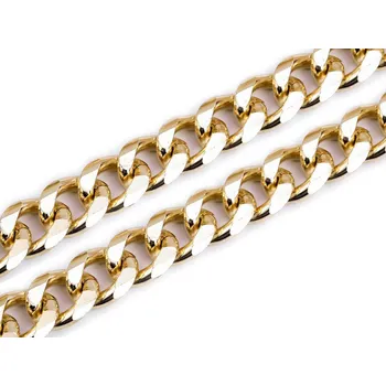 Řetěz plochý šíře 14 mm, metráž, barva 2 zlatá klasik