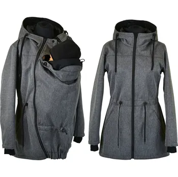 Softshellová nosící parka 2v1 - tmavě šedá rybí kost/žíhaná Velikost: S