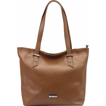 Kabelka Velká hnědá kožená kabelka na rameno/do ruky MiaMore no. 58