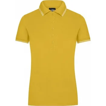 Dámské tričko James & Nicholson Dámská polokošile s pleteným límcem s kontratními pruhy Barva: žlutá - bílá, Velikost: XXL JN985