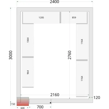 TEFCOLD CR 240×300×220 WD 120 mm | Mrazicí Box Místnost 11,68 m3 | PUR Stavebnicový Mrazicí Box vč. dveří a podlahy