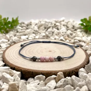 Náramek Certom Provázkový náramek s jaspisem, achátem a stříbrnými detaily 0128