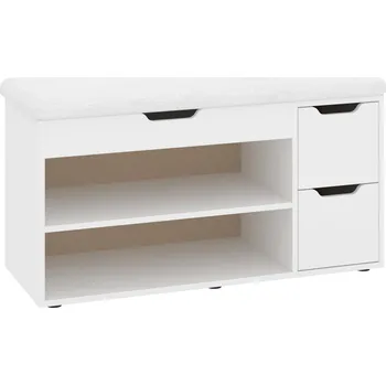 Botník VOMAKS Botník B-07 se sedákem Barva: bílá, Materiál: koženka - bílá