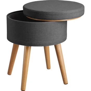 Obývací pokoj TecTake GmbH 403970 taburet yara čalouněný - lněný vzhled s úložným prostorem - tmavě šedá