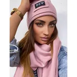 Luxusní teplákový VSB set šála + čepice růžová