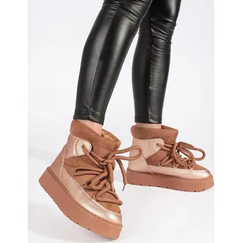 Dámské válenky Designové dámské hnědé sněhule na platformě 38