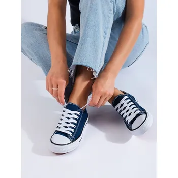 Dámské tenisky Zajímavé dámské tmavě modré tenisky bez podpatku 38