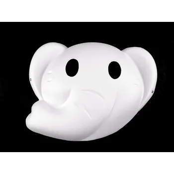 Karnevalová maska - škraboška k domalování zvířátka, barva 1 bílá slon