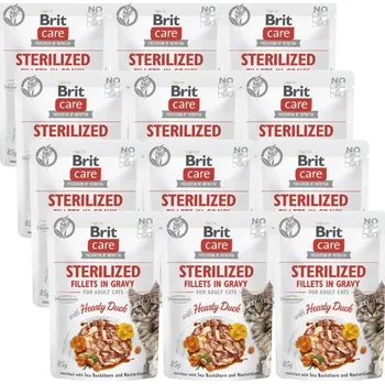 BRIT CARE Sterilované filety pro kočky v omáčce s vydatnou kachnou obohacené o rakytník a nasturtium 12x85g