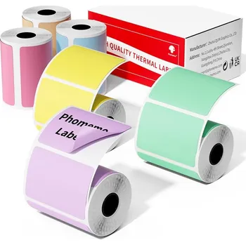 Samolepící etiketa Náhradní samolepící barevné štítky pro tiskárny Phomemo M110, M120, M200, M220, M221 - 6 Rolí (barevný mix) Obdélníková (40 x 30 mm)