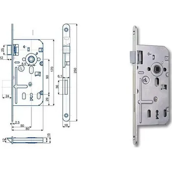 zadlabací zámek K 350 "C" zamek BZN P obyčejný klíč, plastová střelka