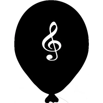 Černý nafukovací balónek pro děti s potiskem houslový klíč