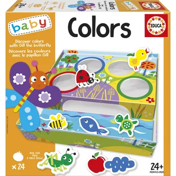 Desková hra EDUCA Baby Třídění barev s motýlem Gillem 4x6 dílků
