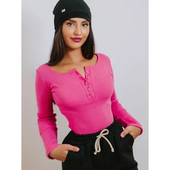 Dámský svetr Dámské obtažené triko s vroubkovaným vzorem - růžové