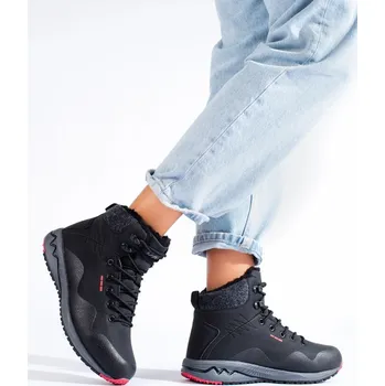 Dámská sportovní obuv DK Exkluzívní černé trekingové boty dámské bez podpatku 37