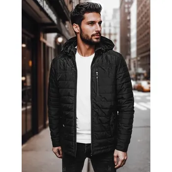 Dstreet Přechodná nadčasová černá bunda s kapucí