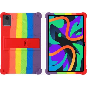 Pouzdro na tablet Barevný Silikonový Obal Na Lenovo Tab K11 Plus Se Stojánkem Modrá: Tmavě Modrá