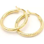 Zlaté náušnice kruhy na háček duté se zdobením 2,05g