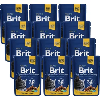 Volný čas Brit cat Premium with Chicken & Turkey 12x100g