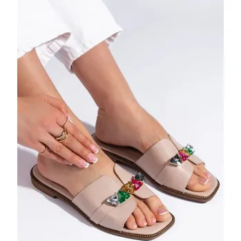 Dámské žabky Luxusní dámské béžové nazouváky bez podpatku 38