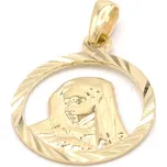 Zlatý přívěsek Madonka kulatá s gravírovanámi proužky 1,38g