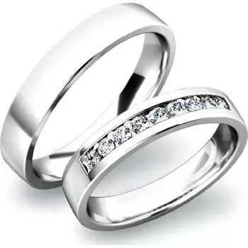 Prsten Snubní prsteny bílé zlato 585 zirkon 0.243 ct G/SI SP-61037