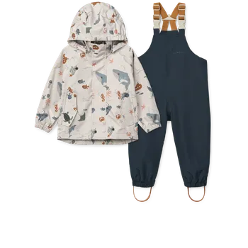 Pláštěnka Liewood Dětský set do deště Manu Sea creature Sandy Velikost oblečení: 80