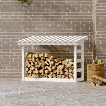 vidaXL Stojan na dřevo bílý 108x64,5x78 cm masivní borovice