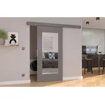 Posuvné dveře na stěnu laminátové NELA - šedé - zrcadlo - adrk vyberte šířku dveří: 96 cm