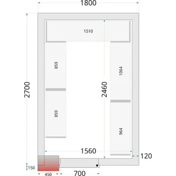 Mrazicí Místnost 7,52 m3 120 mm PUR TEFCOLD CR 180x270x220 | Stavebnicový box včetně dveří a podlahy
