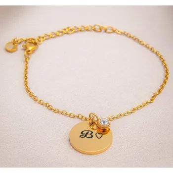 Náramek Náramek s medailonkem a zirkonem s vlastním textem