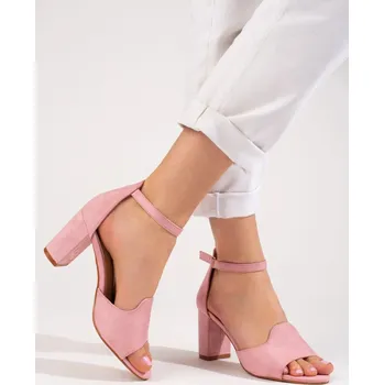 Dámské sandále W. Potocki Krásné dámské sandály růžové na širokém podpatku 37