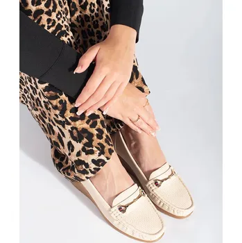 Dámské mokasíny Praktické béžové mokasíny dámské na klínku 36