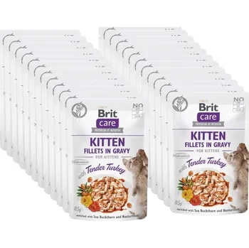 BRIT CARE Cat Kitten Fillets in Gravy with Tender Turkey Enriched with Sea Buckthorn and Nasturtium 24x85g