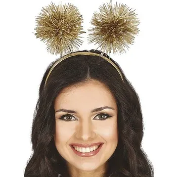 Karnevalový doplněk Čelenka - Tykadla s třásněmi - zlatá