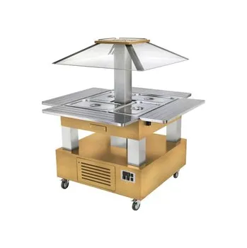 Vinotéka SALÁTOVÝ BAR CENTRÁLNÍ CHLADÍCÍ SBCM 40 F - MOTOROVÝ ZDVIH - SVĚTLÝ DUB