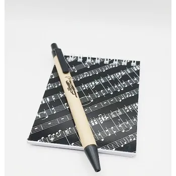 Dárkový balíček - černý bloček notová osnova a pero trumpeta