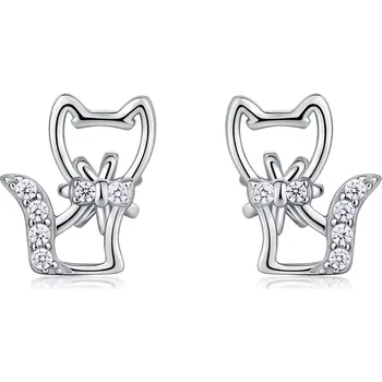 Náušnice Olivie Stříbrné náušnice na šroubek KOČKA 9392 Ag 925; ≤1,5 g.