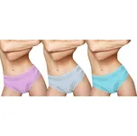 JADEA - Bavlněné kalhotky s vyšším pasem a krajkou art. 742 - 3ks: aquamarina-hyacint-růž. jasmine/M