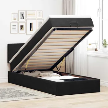 Nábytek vidaXL Osmanský rám postele s matrací 90x200cm samet [3311678] Barva: Černá