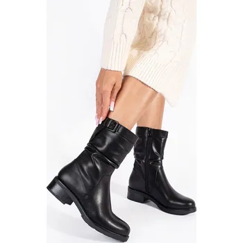 Dámské polobotky Sergio Leone Komfortní dámské černé kotníkové boty na širokém podpatku 39