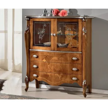 Knihovna Luxusní klasická obývací skříňka Rose 120cm s dvířky a zásuvkami Provedení: Noce, Ciliegio, Varianta provedení: Skleněná dvířka