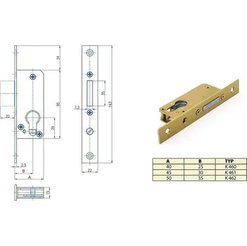 zadlabací zámek Hobes Zadlabací zámek přídavný K461 45/30 vložka stříbrný Zn
